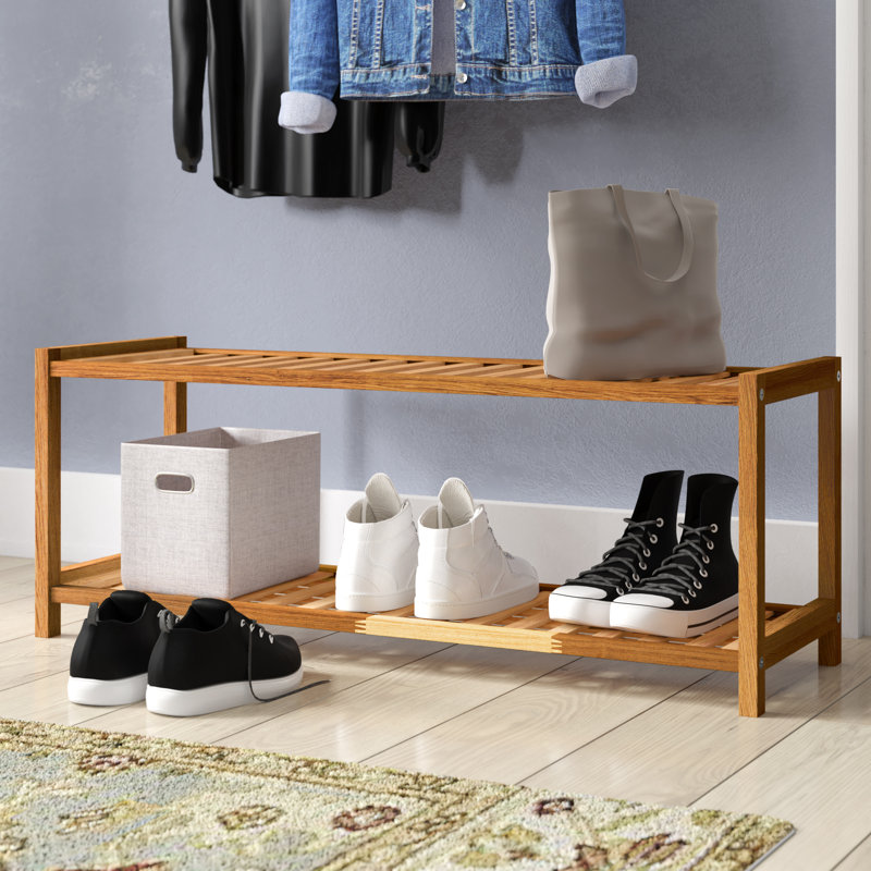 6 Pair Stackable Solid Wood Shoe Rack