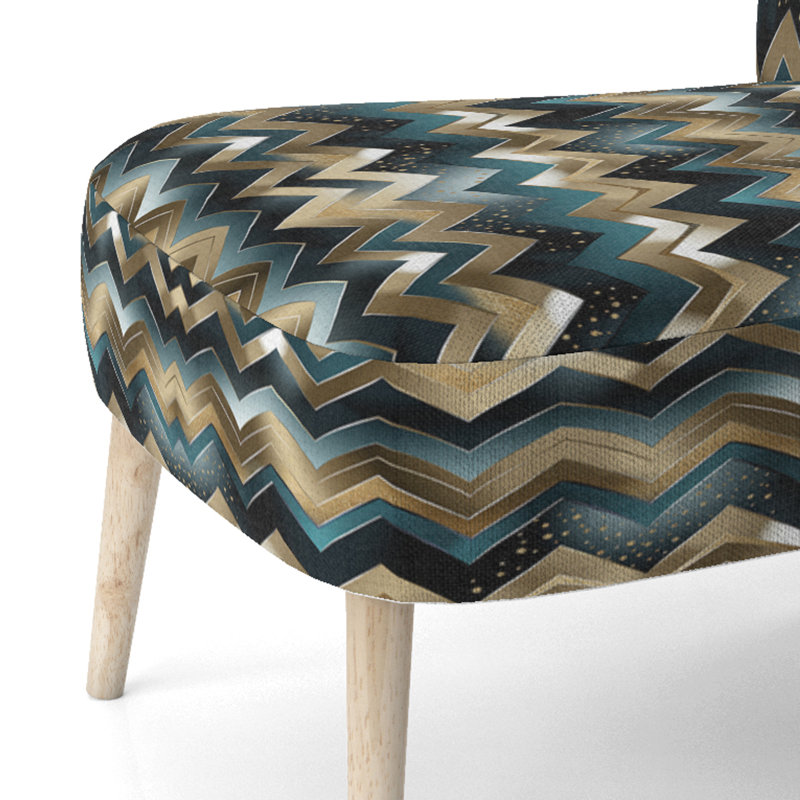 Chaise d'appoint large 27,5 po Roussel, Mélange de polyester doré / bleu sarcelle