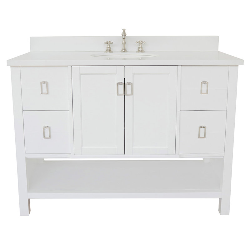 Wilhoit 49'' Single Bathroom Vanity with Top, White/White Quartz