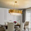 32" Modern Gold Rectangular Tube Oval Crystal Chandelier, E14 Base Bulb Not Included
