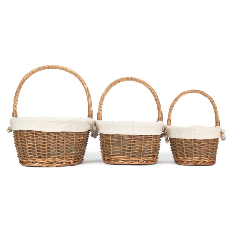 Fleur De Lis Living 3 Piece Wicker Shopper Basket Set