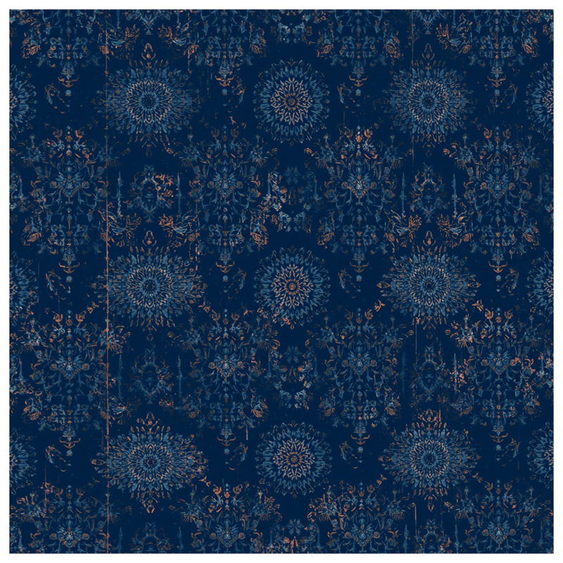 Couvertures florales bleues ornées, L 60 po x H 80 po