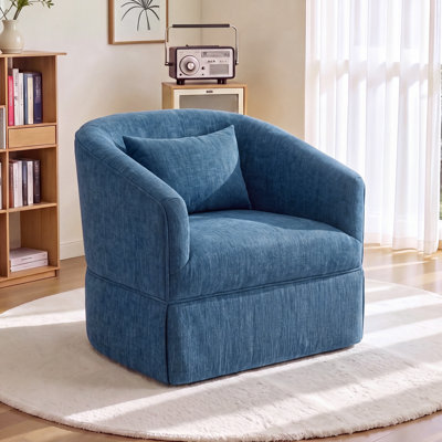 360-Degree Swivel Upholstered Armchair with Accent Pillow