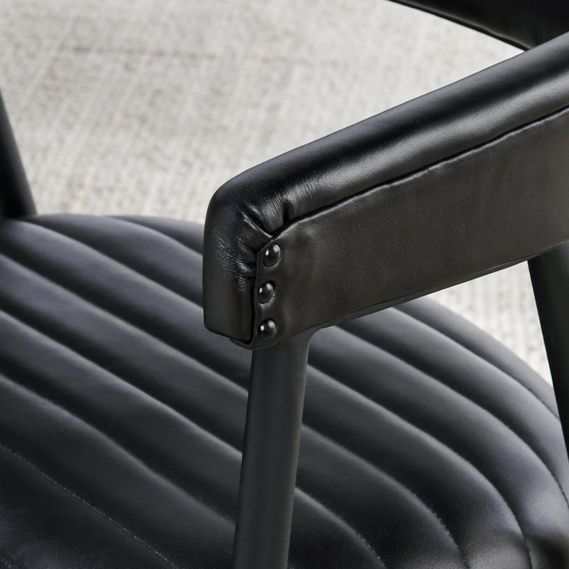 Preston Top Grain Leather Dining Chair In Jet Black