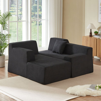 Canapé moderne en L en velours côtelé minimaliste