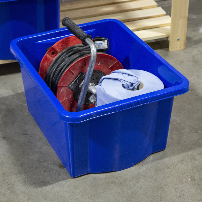 Wham Stack & Store 35L Plastic Organiser Box, Blue