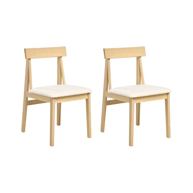 46cm H Boucle Upholstered Upholstered Back Side Chair, Natural