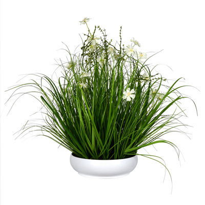 Artificial Cream Potted Artificial Cosmos and Grass