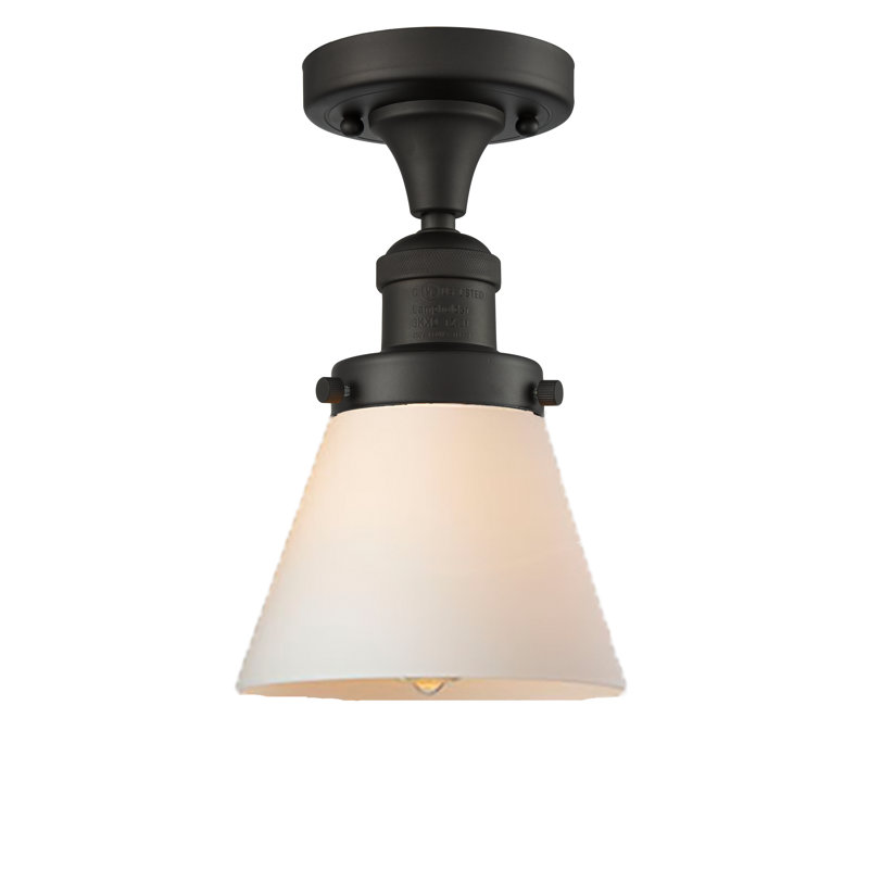 Glass Semi Flush Mount, Oil Rubbed Bronze, Matte White Cased