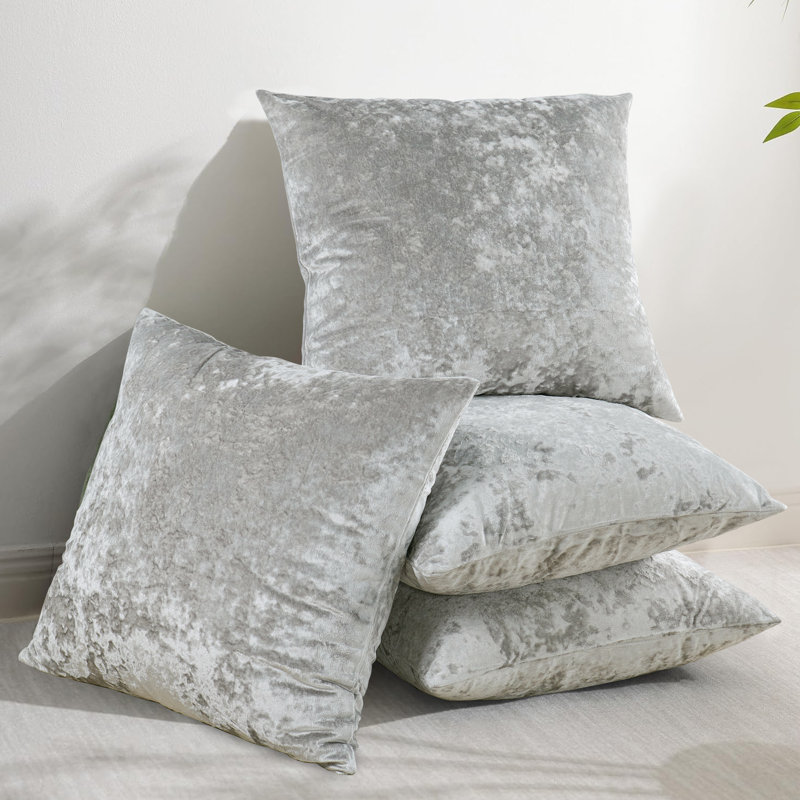 Crushed Velvet Throw Pillow Covers, Silver