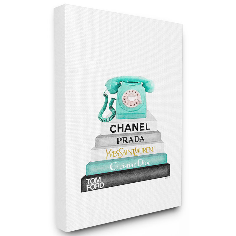 Charlidh " Bookstack With Phone " by Amanda Greenwood, 40" H x 30" W x 1.5" D, Wrapped Canvas