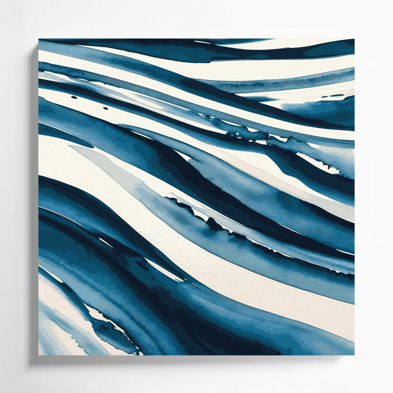 Toile horizontale horizontale rayée bleu acier, H 12 po x l 12 po