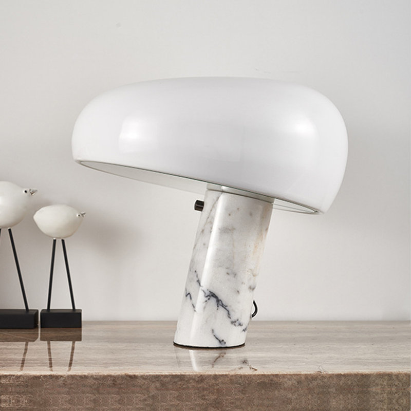 1-Lights Marble Stone Table Lamp, White, 10.24" H x 11.02" W x 11.02" D