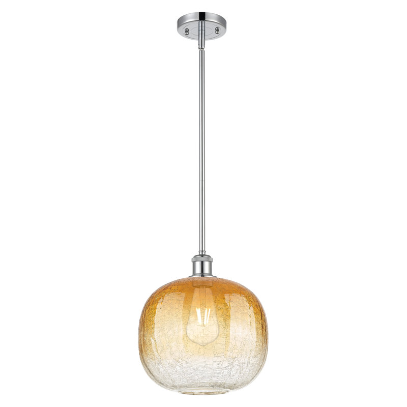 Mini luminaire suspendu à tige 1 lumière 11 "Ballha - sphère Brookhaven, Ambre, Chrome poli