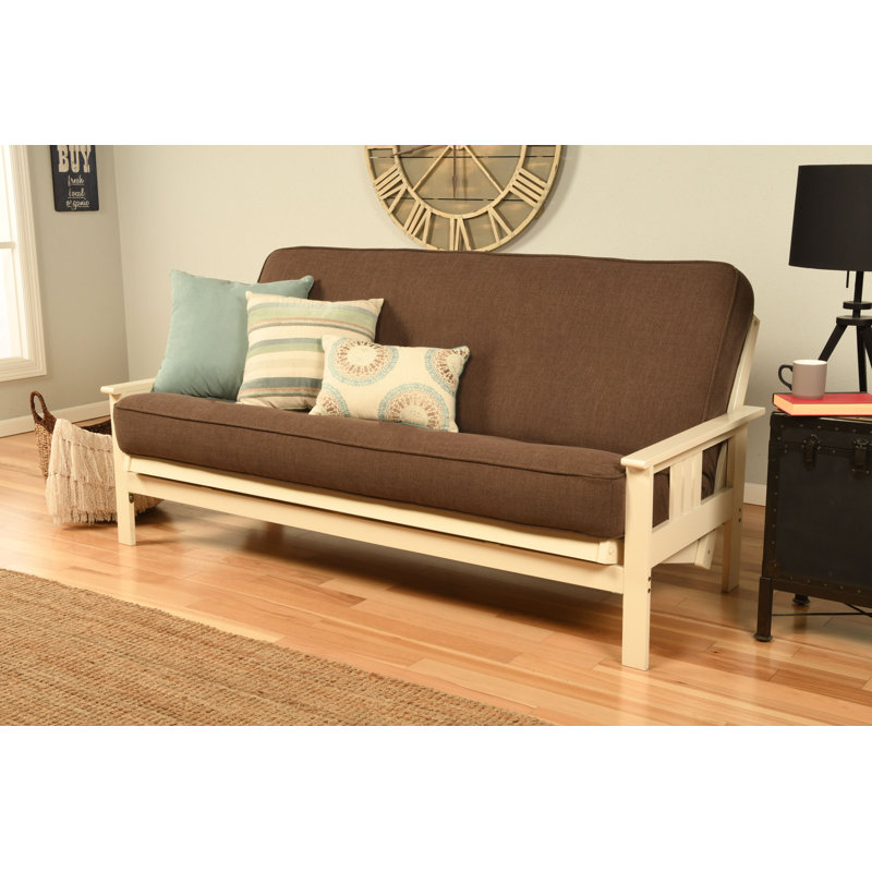 Stratford Full 79" Futon Frame and Mattress with Drawer Set, Espresso, Cocoa Linen