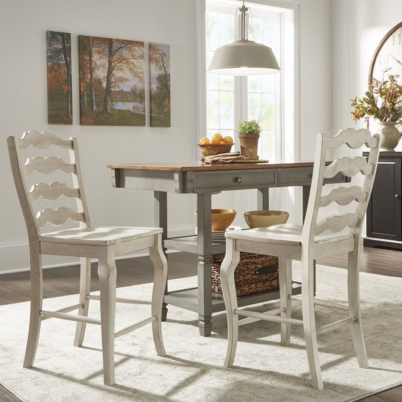 Sloan Solid Wood Counter/Bar Stool, Antique White, Counter Stool (24.21” Seat Height)