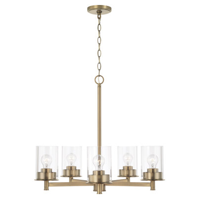 Lustre en laiton vieilli avec verre transparent l 26 po x H 23,5 po