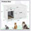 Enceinte de litière pour chat GO, meubles de litière cachés avec tapis de litière pour chat, table d'appoint pour chat avec tiroir, table d'appoint de style campagnard pour le salon, blanc