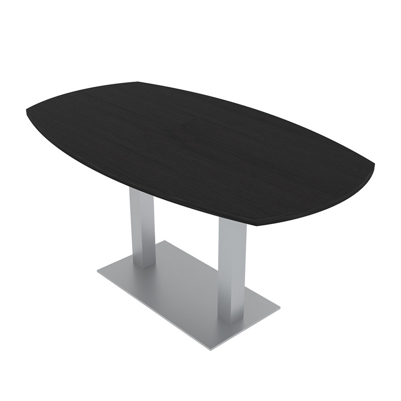Table de conférence Arc Boat, Cyprès noir, Argent argent, L 60 po x l 36 po