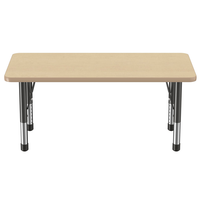 Table d'activité rectangulaire à hauteur réglable en forme de T, 24 po x 48 po, Érable / érable / noir, Super