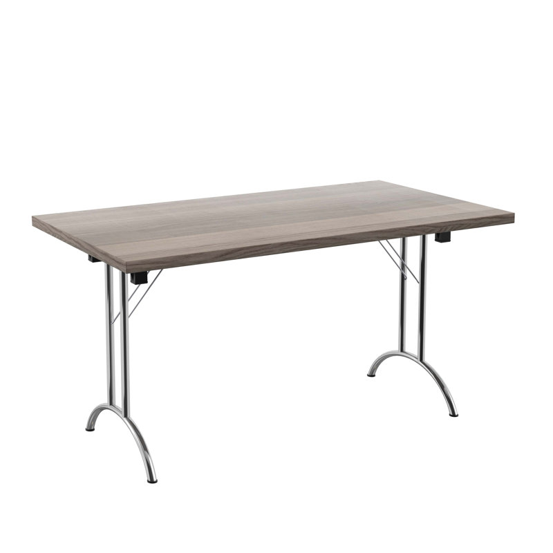 Buariki Rectangle Modular Training Table, 72.5cm H x 140cm W x 80cm D, Silver, Grey Oak
