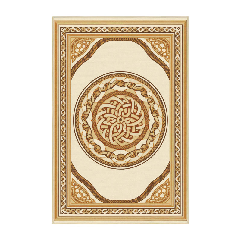 Tapis oriental beige lavable à la machine Warleigh, 3 X 5