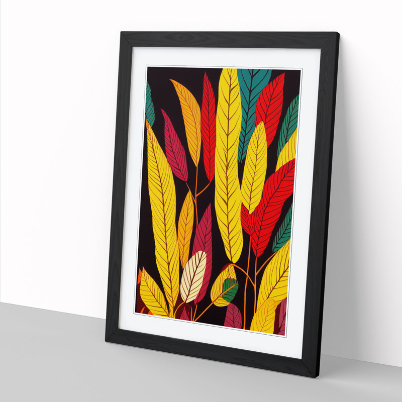 FRM-V0523-162X Autumn Forest Leaves Vol.2 1 Piece Single Picture Frame Wall Art, 34cm H x 25cm W x 2cm D, Black Framed