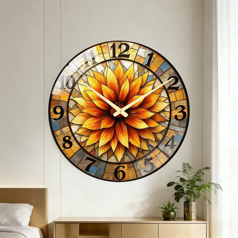 Horloge murale vitrail - Horloge murale 24 po