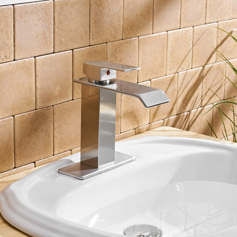 Almeta Single Hole Bathroom Faucet, Yes, Brushed Nickel