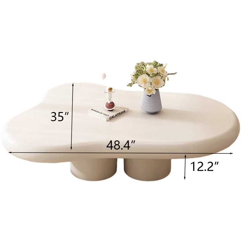 Table basse moderne 48,4 po, Blanc