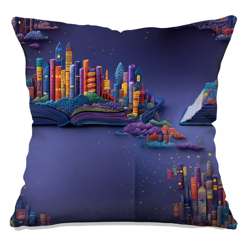 Coussin Bookscape, coussins double face fantaisie, 20 x 20 inches
