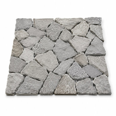 11" x 11" Rock Face Gray Natural Stone Random Mosaic Wall & Floor Tile