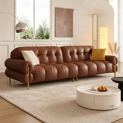 Canapé modulaire en similicuir caramel