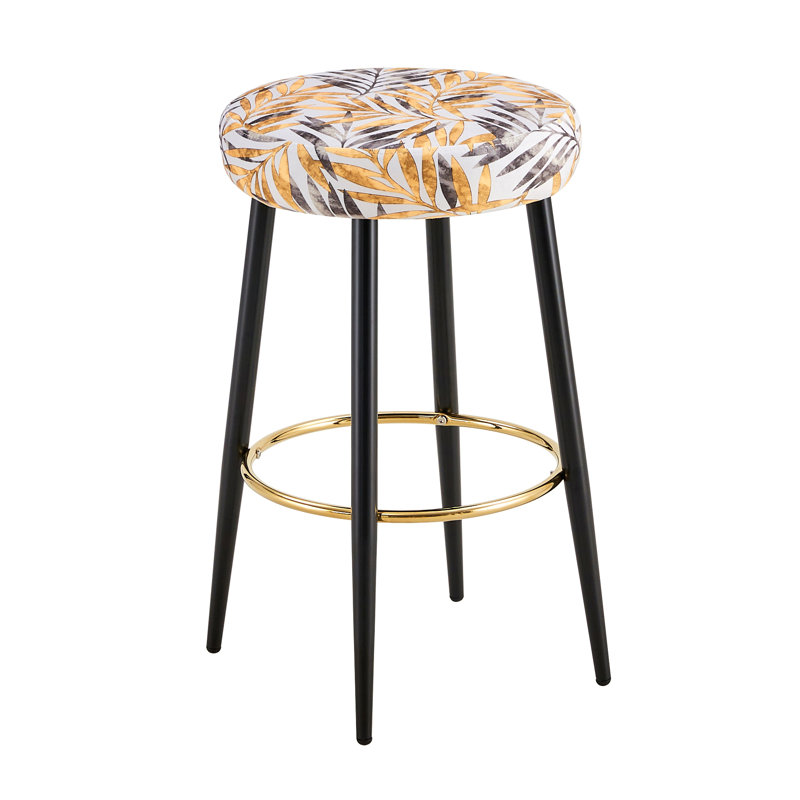 Ensemble de 2 tabourets de bar à hauteur de comptoir, tabourets de cuisine en PU rembourrés de 24 po de hauteur avec repose-pieds doré