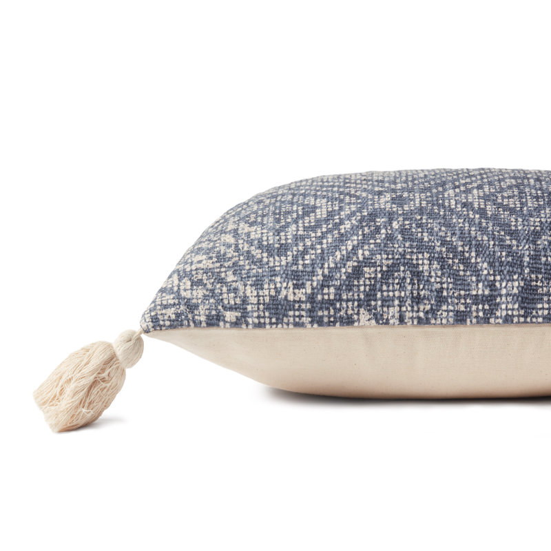 Housse de coussin rectangulaire en coton Frison Tribal Diamond, Bleu, Duvet