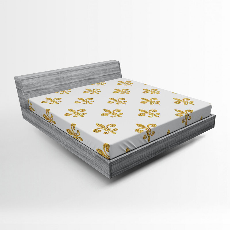 Drap-housse géométrique fleur de lis, Drap-housse de taille double