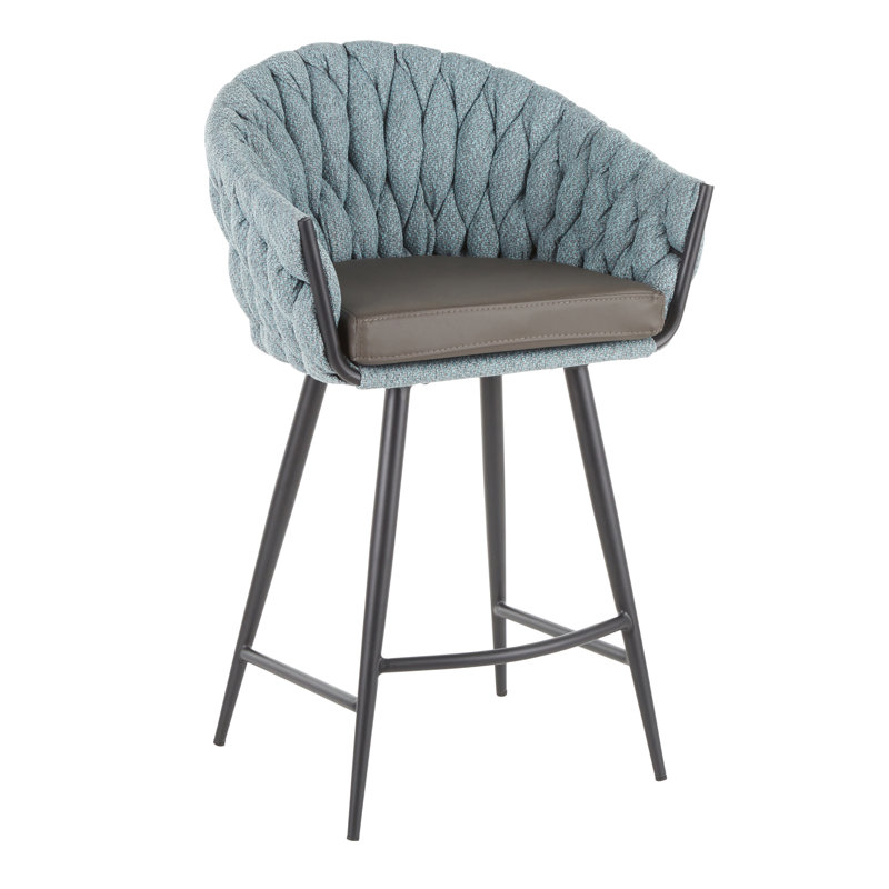 Maddison Braided 26" Fixed-Height Counter Stool, Blue/Gray