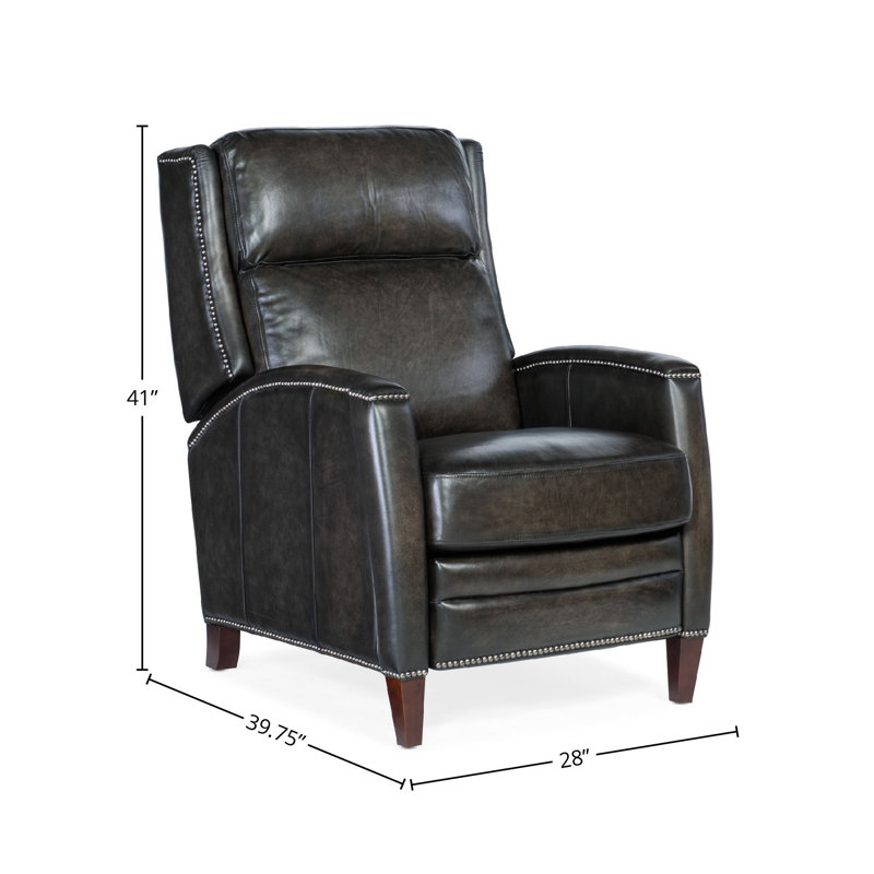 Dunsten Leather Manual Recliner, Manual, Dark Brown Genuine Leather