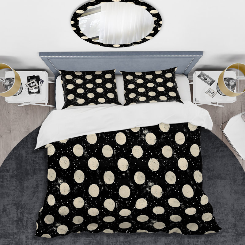 Ensemble de housse de couette à pois noirs Glam I - Glam, Housse de couette simple + 2 taies décoratives st