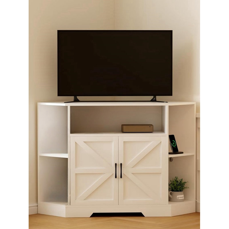 Corner Tv Stand For Tvs Up To 55 Inch With Power Outlet