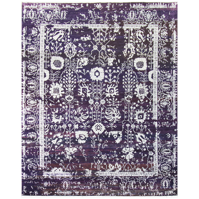 Oriental Area Rug in Purple, Rectangle 8' x 10'