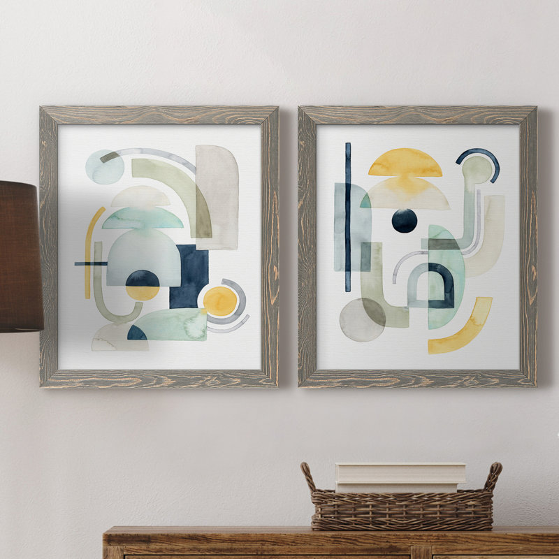 Plananche Shift I - ensemble de 2 reproductions d'art sur toile, Toile avec cadre gris, H 20 po x l 17 po x P 1 po