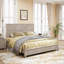 Base de lit en bois massif, cadre de lit plateforme très grand avec tête de lit, tête de lit haute en bois naturel, aucun sommier requis, beige-1039932215-1039932219