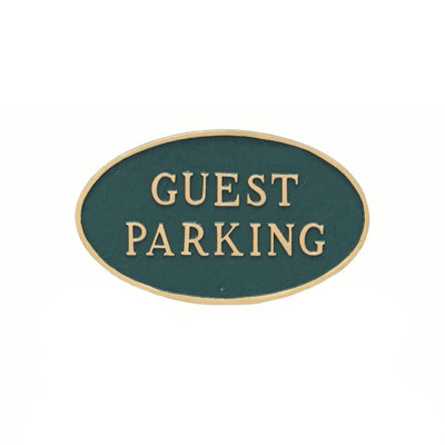 10" x 18" Large Oval Guest Parking Statement Plaque Sign - Green/Gold