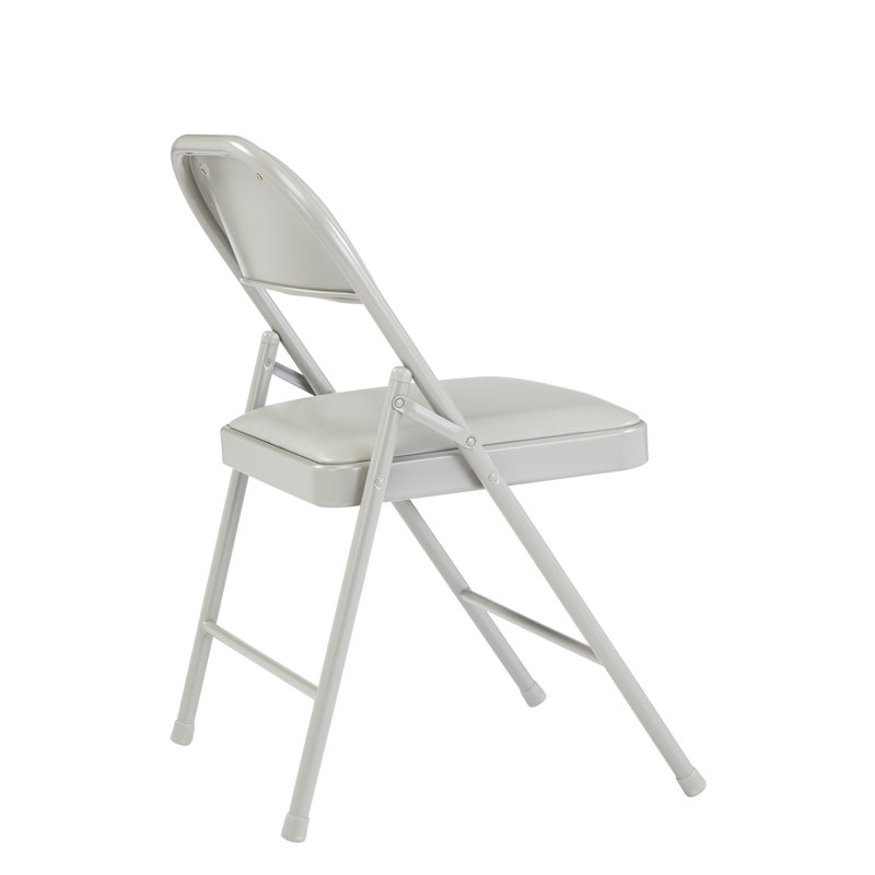 Gray Vinyl Padded Armless Metal Folding Chair Set of 4