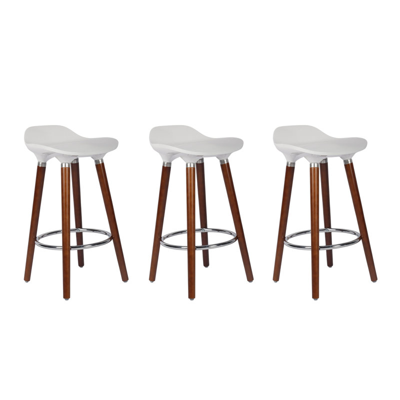Tabouret de comptoir 26 po Charlesia, Blanc, Noyer et chrome