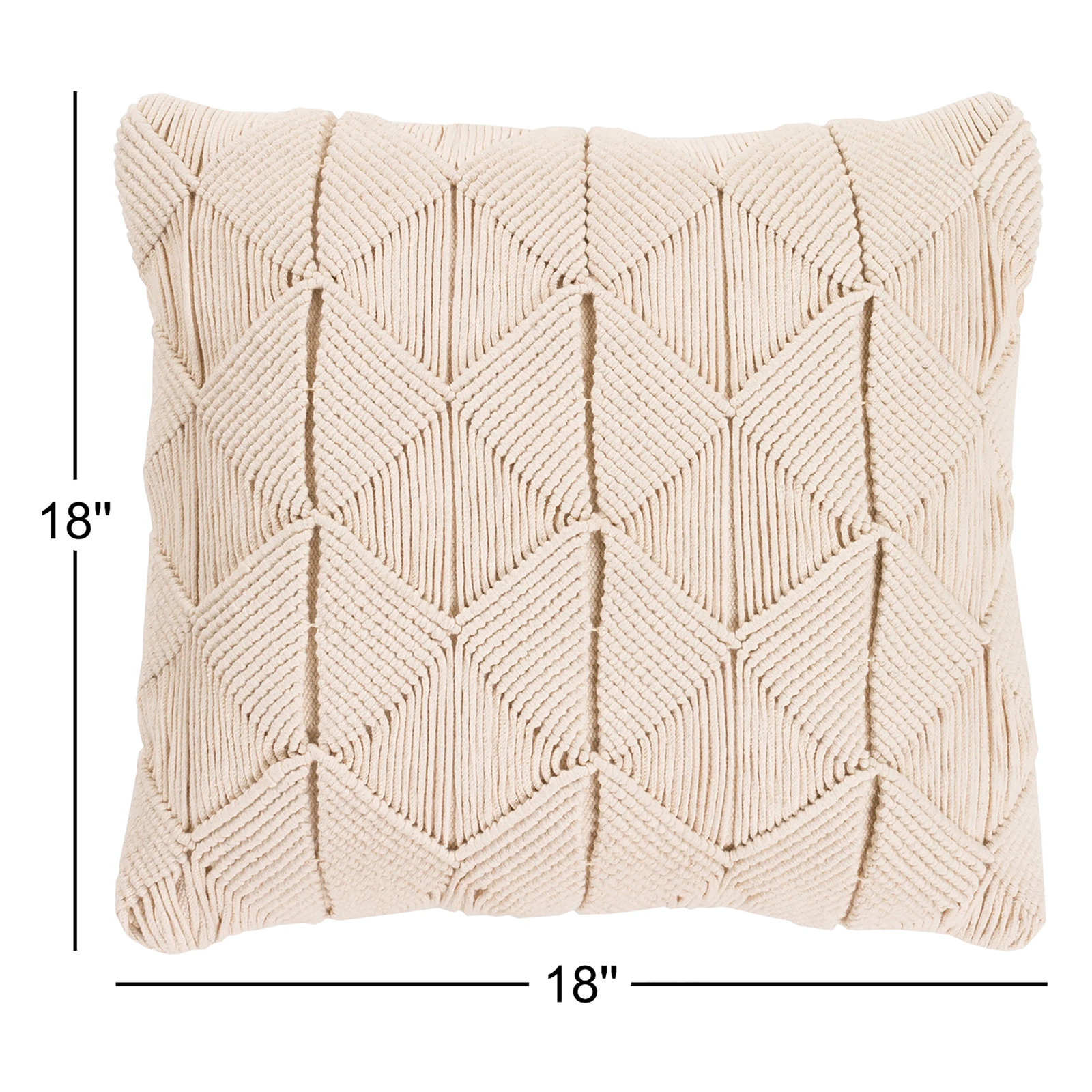 Migramah Cotton Throw Pillow, 18" x 18", Cream, No Fill