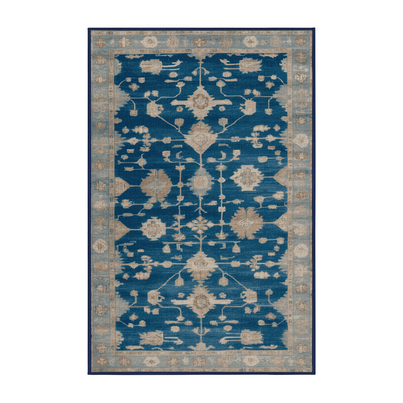 Tapis bleu lavé à la machine, Rectangle 2 pi x 3 pi