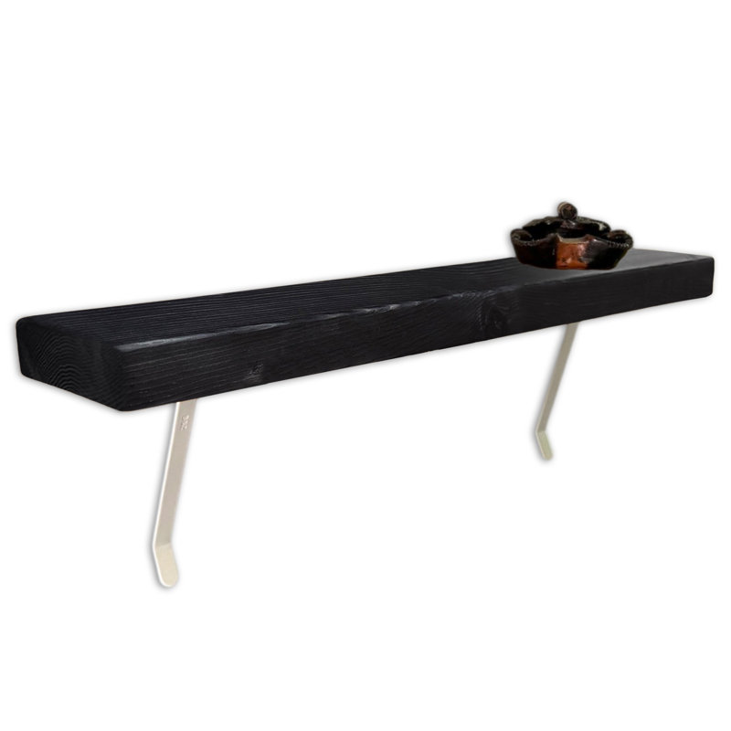 Wood Radiator Shelf with Reclaimed Wood, 4.5cm H x 60cm W x 22cm D, Black