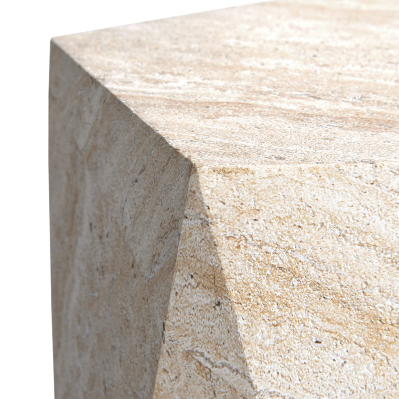  Travertine Stone Finish MgO Side Accent Table